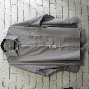 Geoffrey Beene Sateen Gray Button-down Dress Shirt Men's Size XXL NWT